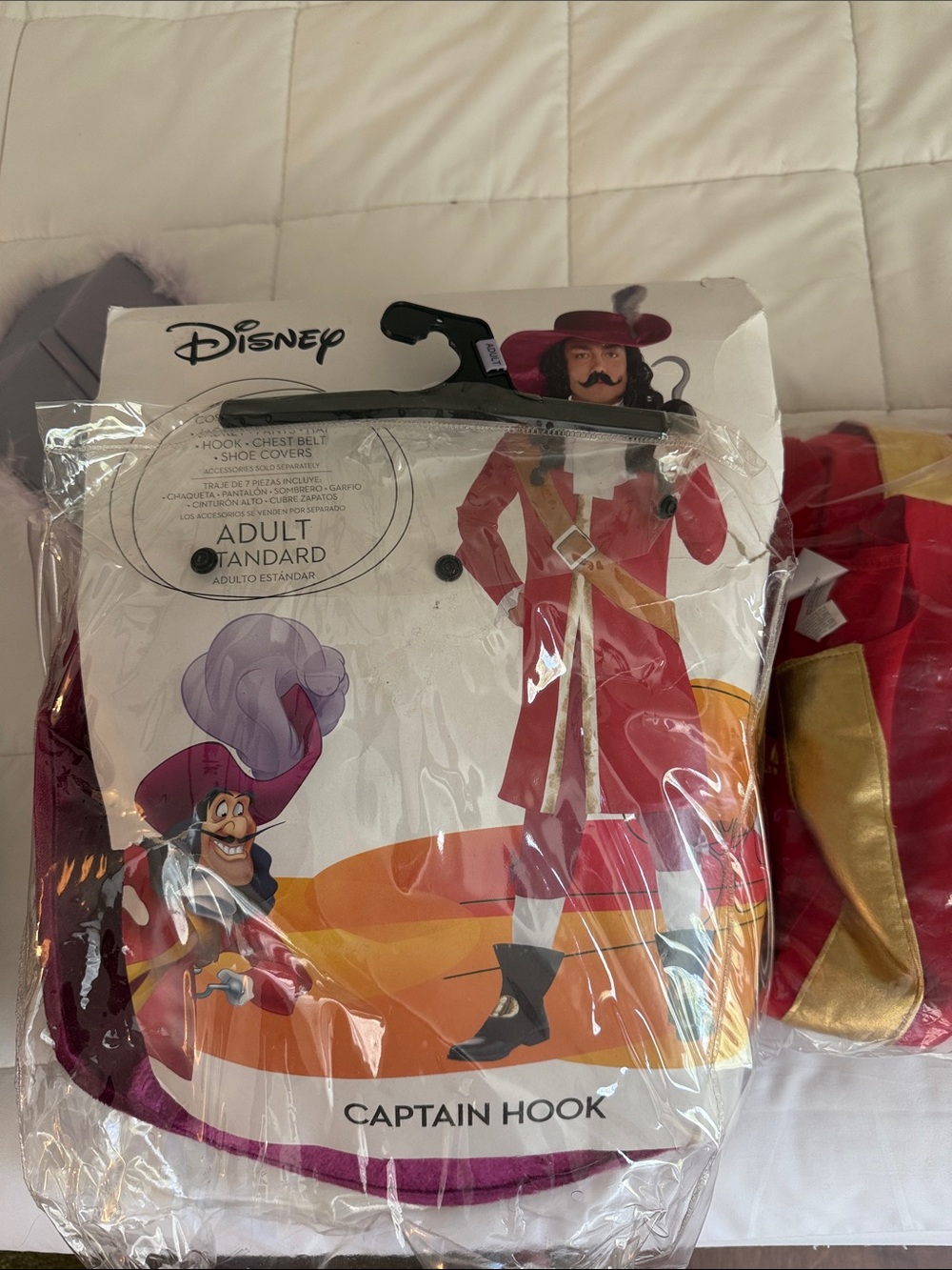 Disney Captain Hook Costume in Red and Gold for ADULT